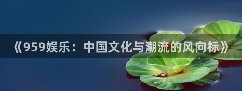 顺盈娱乐：《959娱乐：中国文化与潮流的风向标》